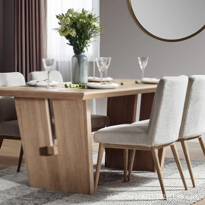 American minimalist Nordic postmodern complex ancient parquet restaurant hotel homestay homestay square dining table