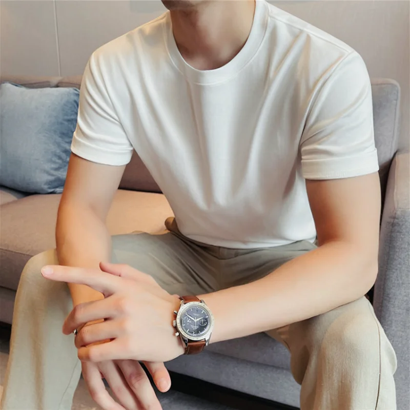 100% Pure Cotton High Quality Men T-shirt Summer 7A Antibacterial Solid Color Round Neck Casual Short Sleeves T Shirt 4XL-M