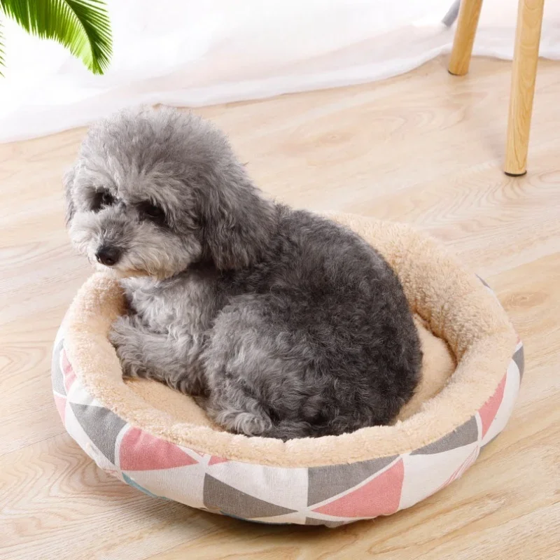 Pet Cat and Dog Bed Warm Comfortable Dog House Soft PP Cotton Nest Dog Basket Mat Autumn and Winter Waterproof Cat Bed Kennel