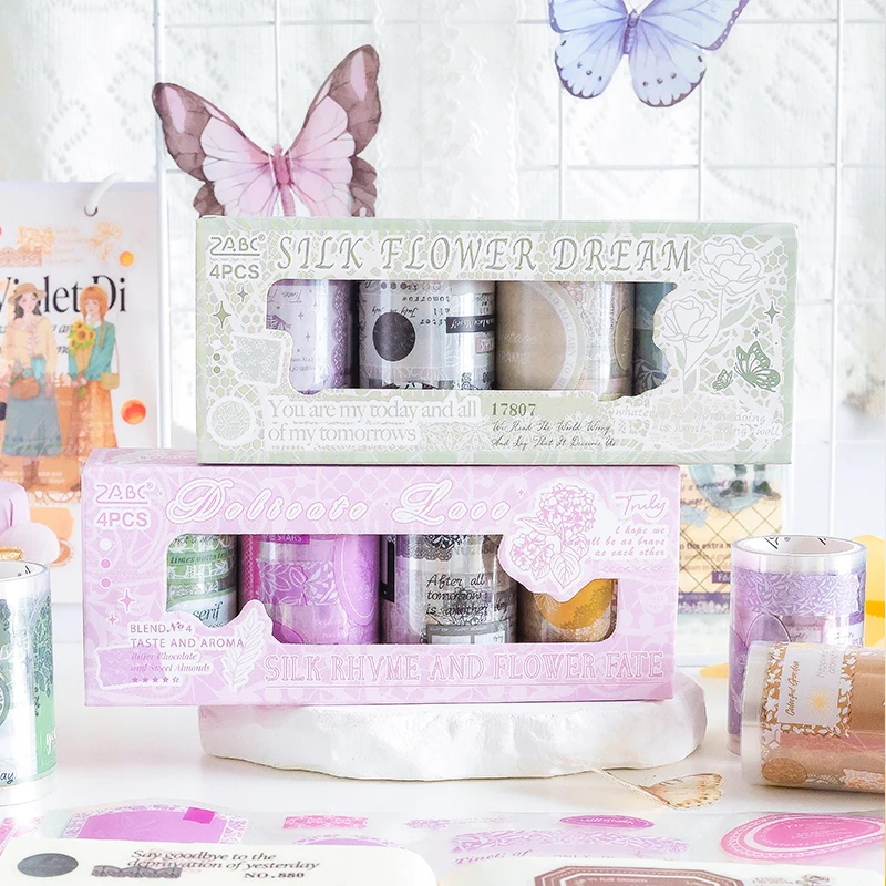 Card Lover 60 mm * 2 m 1 Rolle [Silk Rhyme Flower Edge Series] Handzelt-Basis-Abdeckband, gestanztes PET-Klebeband-Set, Washi-Tape-Material