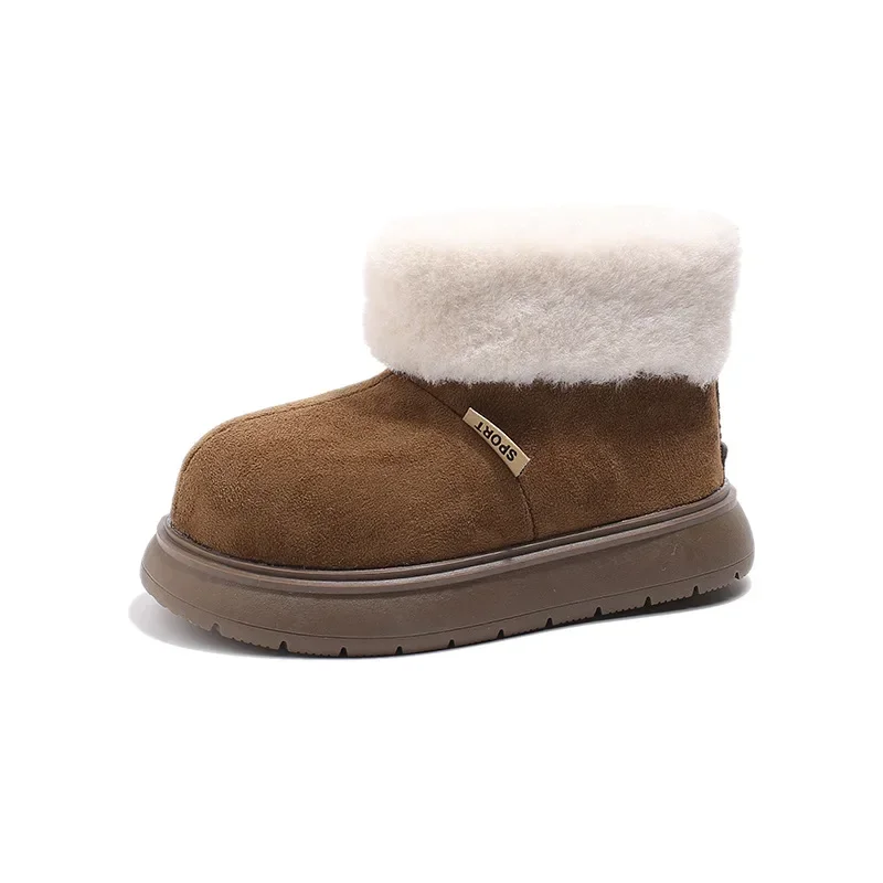 Bottes de neige mignonnes pour filles, chaussures en peluche polyvalentes pour enfants, mode d'hiver, nouvelle tendance coréenne, grosse tête, non ald, 2024