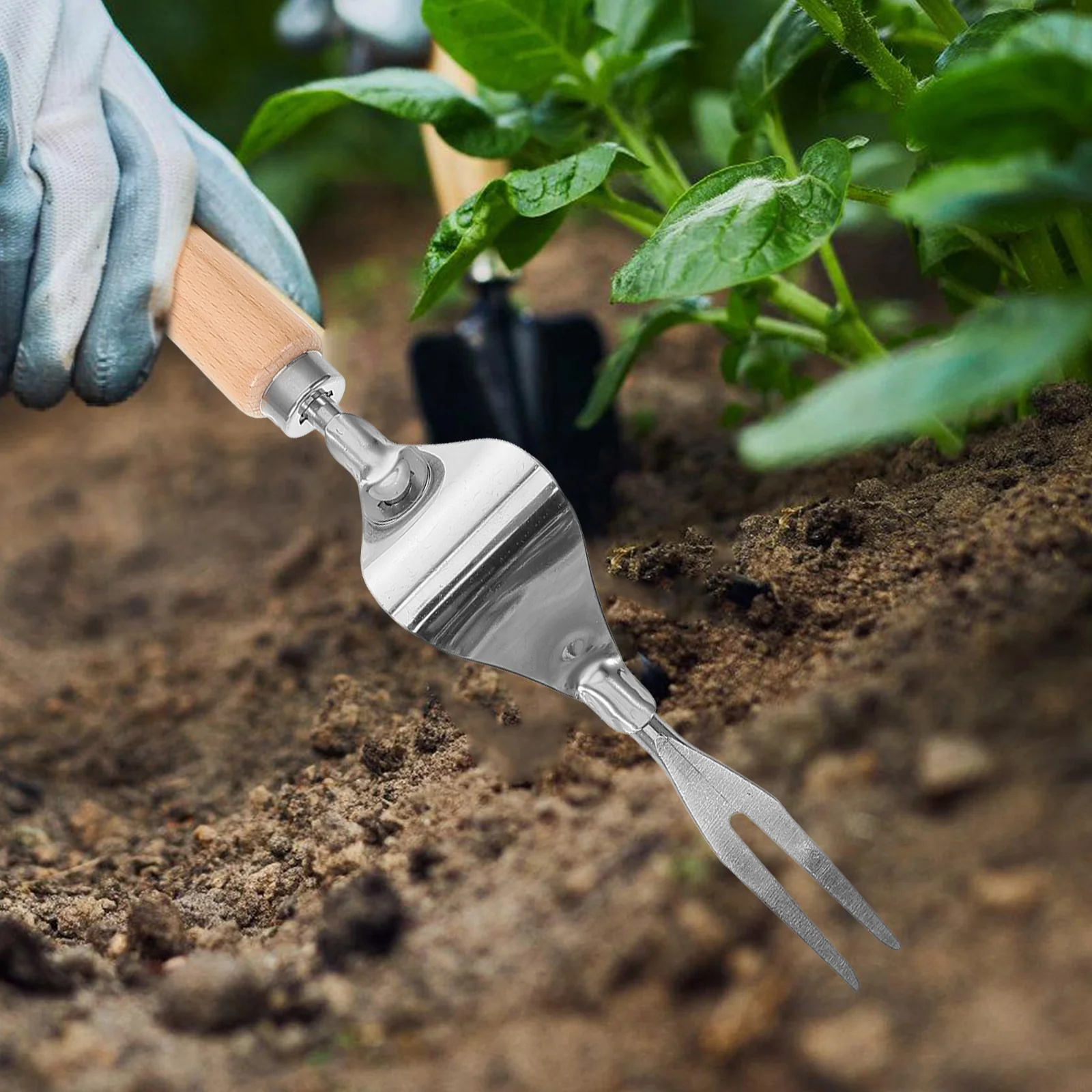 

1 Set Garden Weeding Tool Kit Sturdy Wood Stainless Steel Comfortable Handle Compact Design Manual Weed Remover Gardening Hand