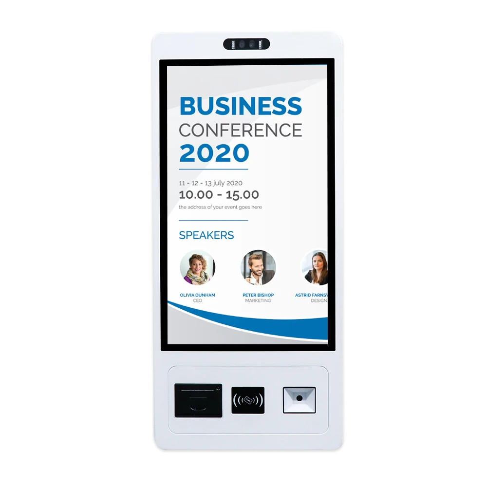 Fast Food 21.5 24 27 32 Inch Wall Touch Screen Self-Service Vertical Booking Order Terminal Machine Kiosk With QR Code Printer