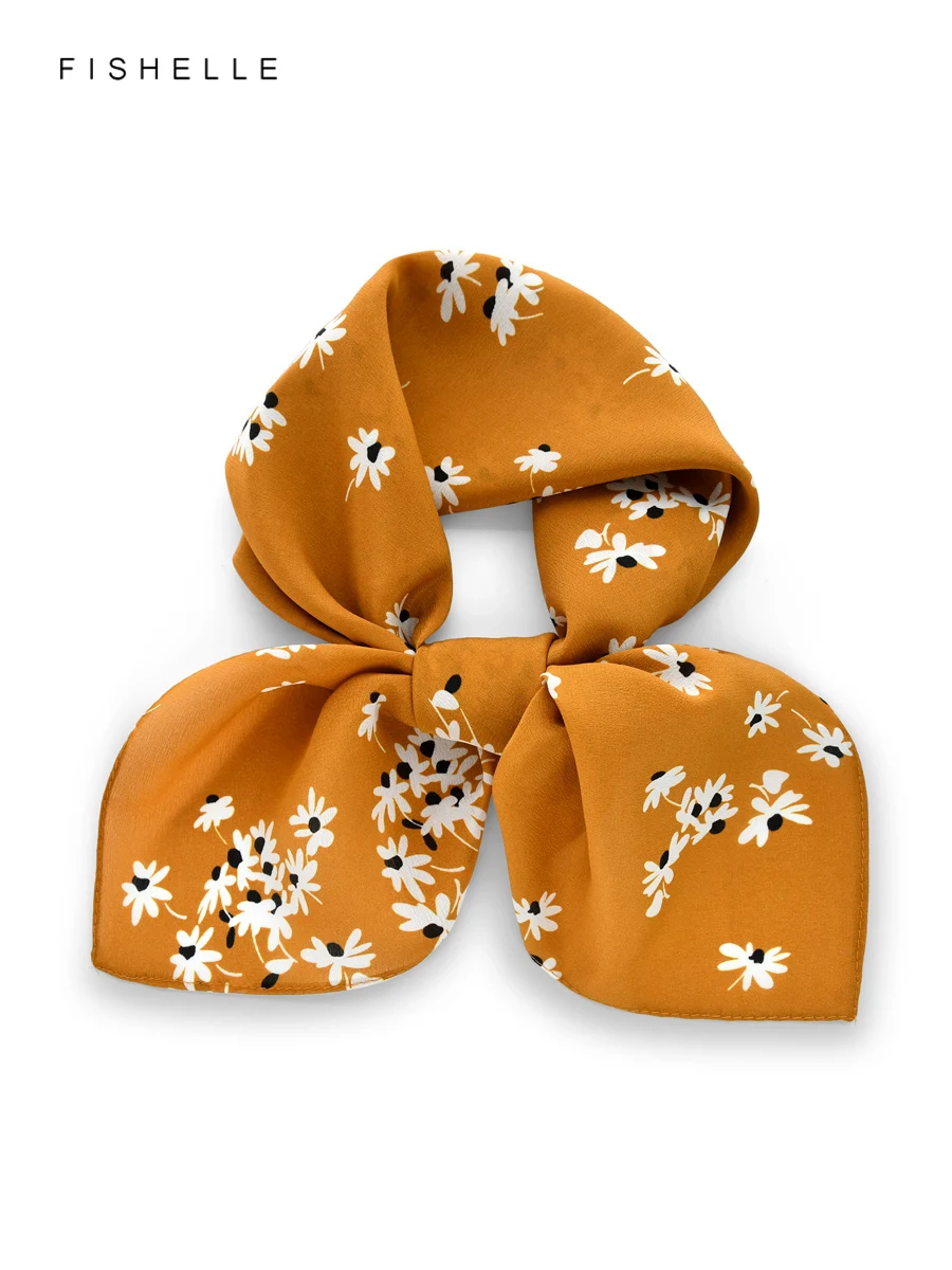 

Имбирно-желтые цветы, 100% шелковый шарф, шаль, крепдешин, повязка на голову, шейный платок, галстук-хиджаб, роскошные женские подарки, носовой платок