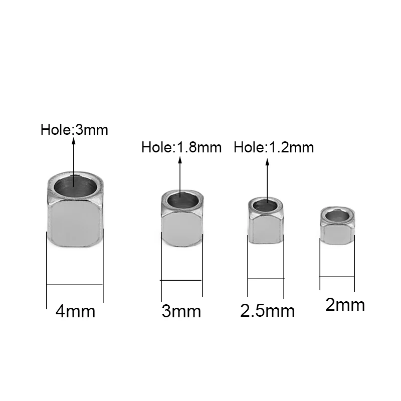 50pcs PVD Never Fade Stainless Steel Spacer Beads 2 3 4 mm Big Large Hole Beads Bulk For Bracelets Necklace Jewelry Accessories