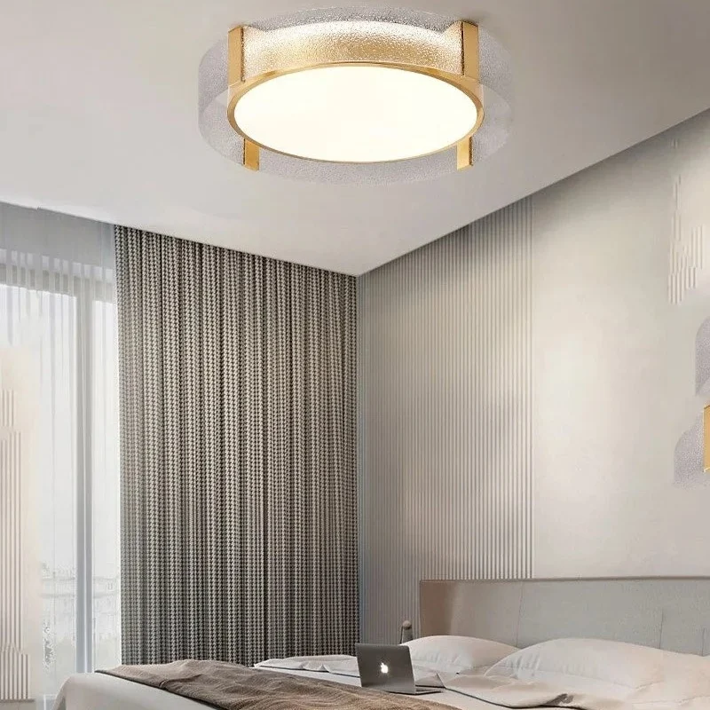 Nordic Simple Round Copper Ceiling Lamps for Bedroom Living Room Decor Ceiling Lights Home Decor