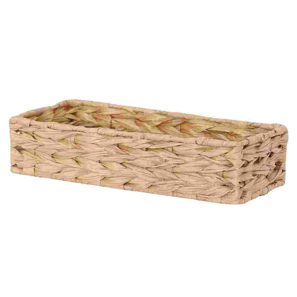 

Woven Storage Basket Black Bins Multi-purpose Household Decorations Home Wicker Ornament Organizing