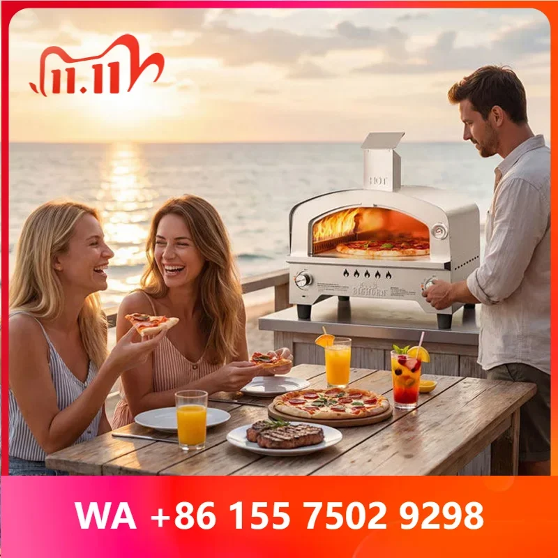 Classic Pizza Oen, Traditional Wood-Fired Oen Den, Stainless Steel Outdoor Oen, Independent Temperature Control