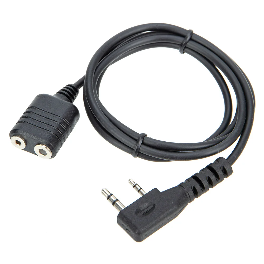 2Pin K Plug Microphone Headset Extension Cable 3.5mm Earpiece Speaker Audio Extension Cord for Kenwood Baofeng HAM Walkie Talkie