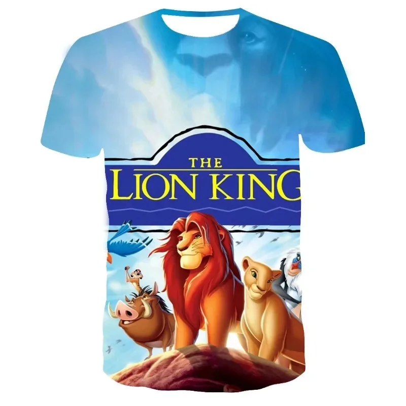 The Lion King Boys Girls T-Shirt Simba Children's T-Shirt 3D Printing Pumbaa Short Sleeve Disney Men's T-Shirt Fashion Clothing