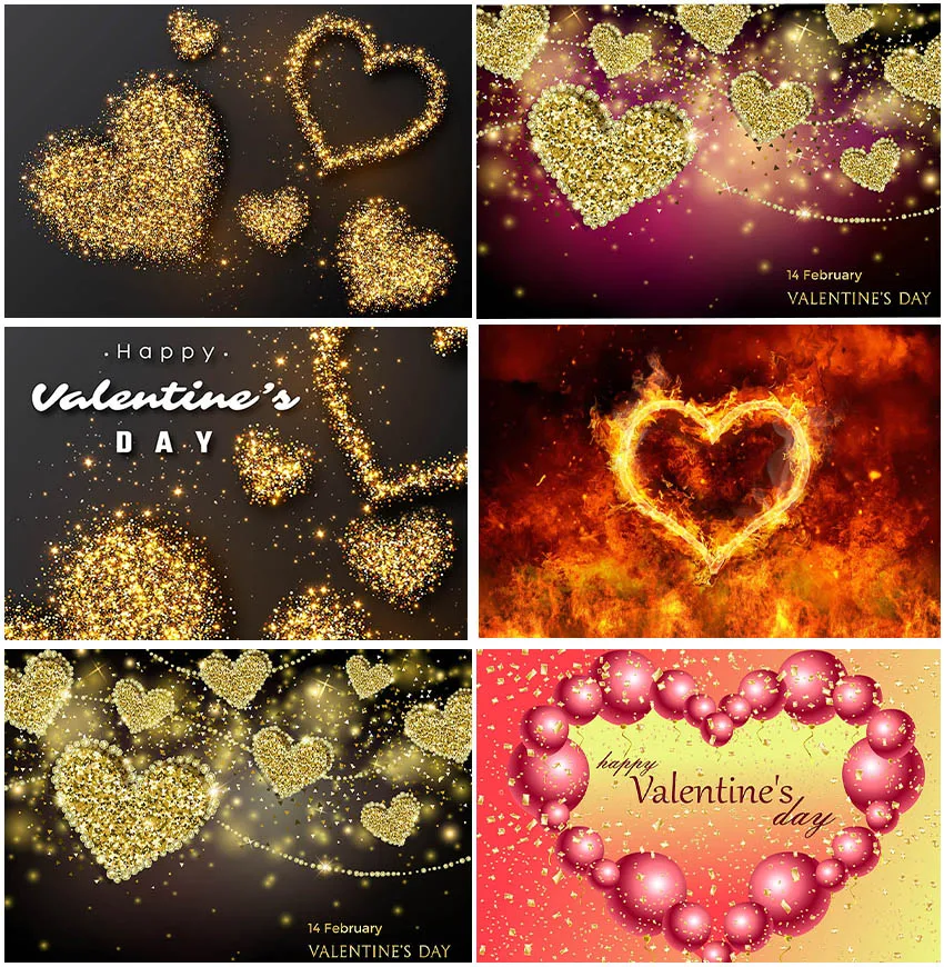 Golden Love Heart Valentine's Day Backdrops Bokeh Glitters Shiny Wedding Party Adult Portrait Backgrounds Photozone Banner Props