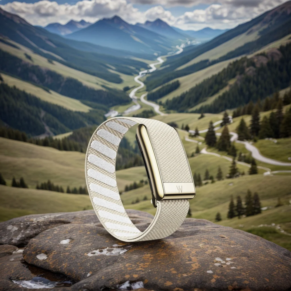 

Suitable for Whoop 5.0 wristband strap, nylon woven elastic mg sports replacement wristband bright gold U-shaped metal Straps