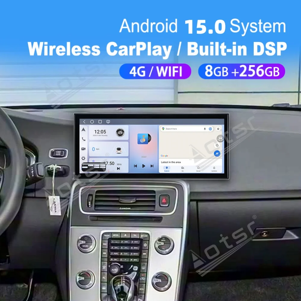 15.8” Android 15 Qualcomm Carplay Car Radio For Volvo S60 2014~2019 Car Autoradio Multimedia Player GPS Navigation Head Unit