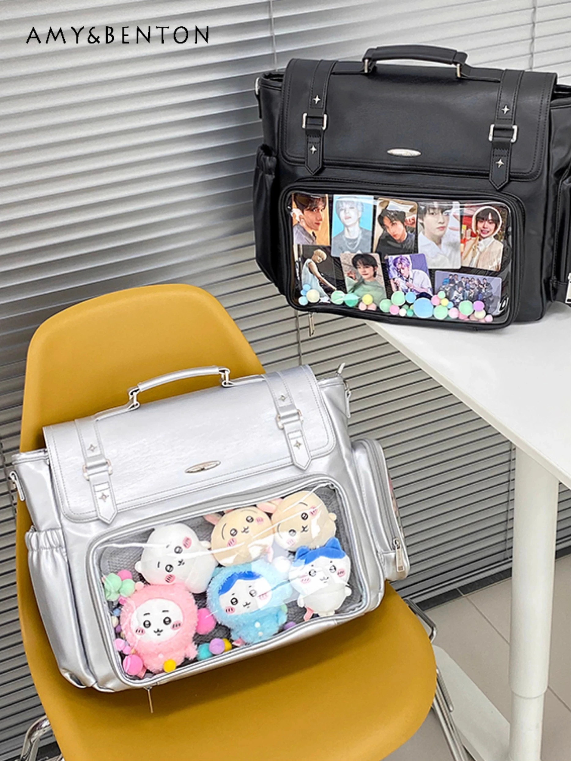 

Japanese Preppy Style Crossbody Itabag Backpack Women Large Capacity Computer Backpacks Commuter Fashion Transparent Ita Bag