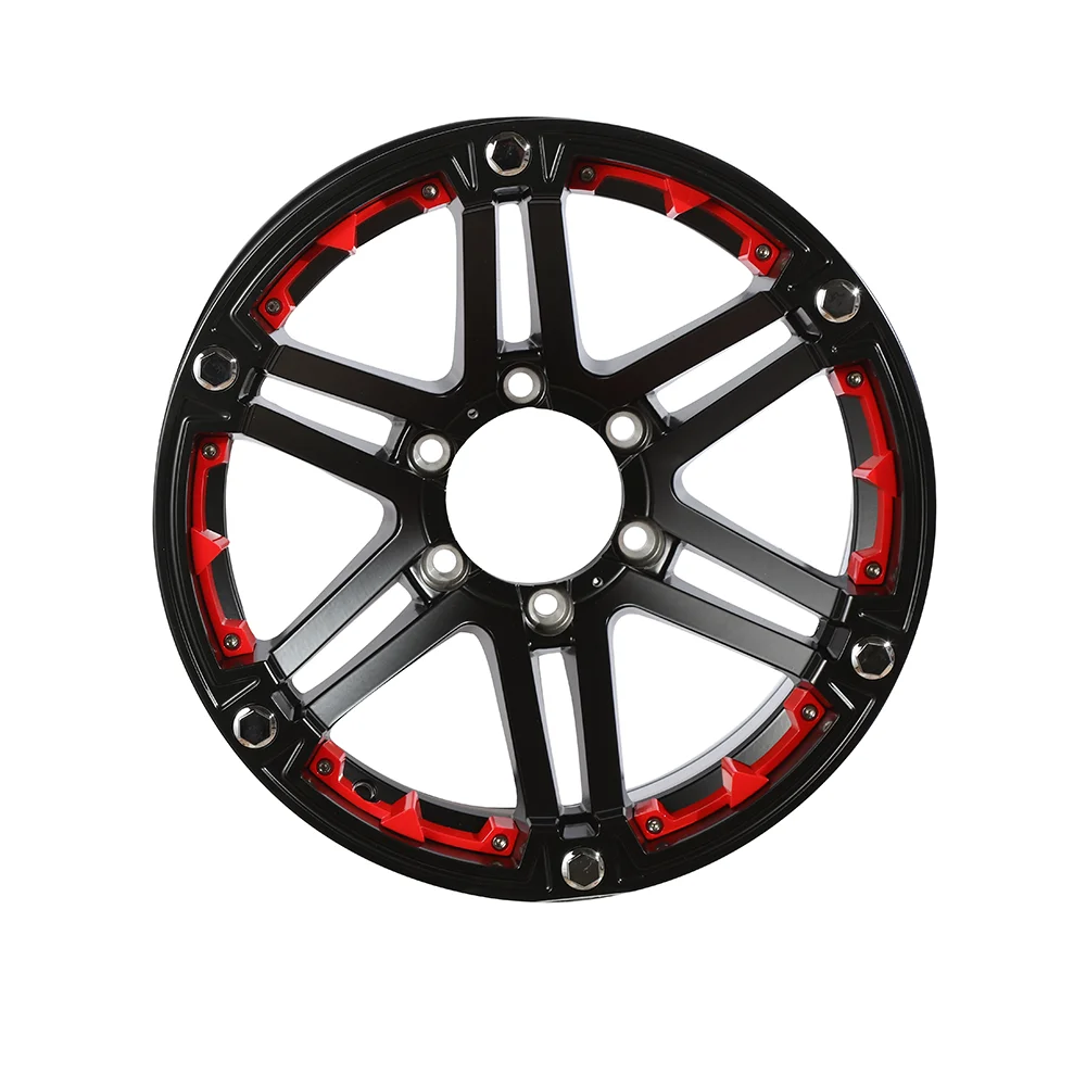 Smart 16 Inch Black Machine Face Red Lip 6Lugs 6Holes 17*7.5 Wheels Aluminum Alloy Car Wheel Rims 4*4 Offraod Wheel Rims