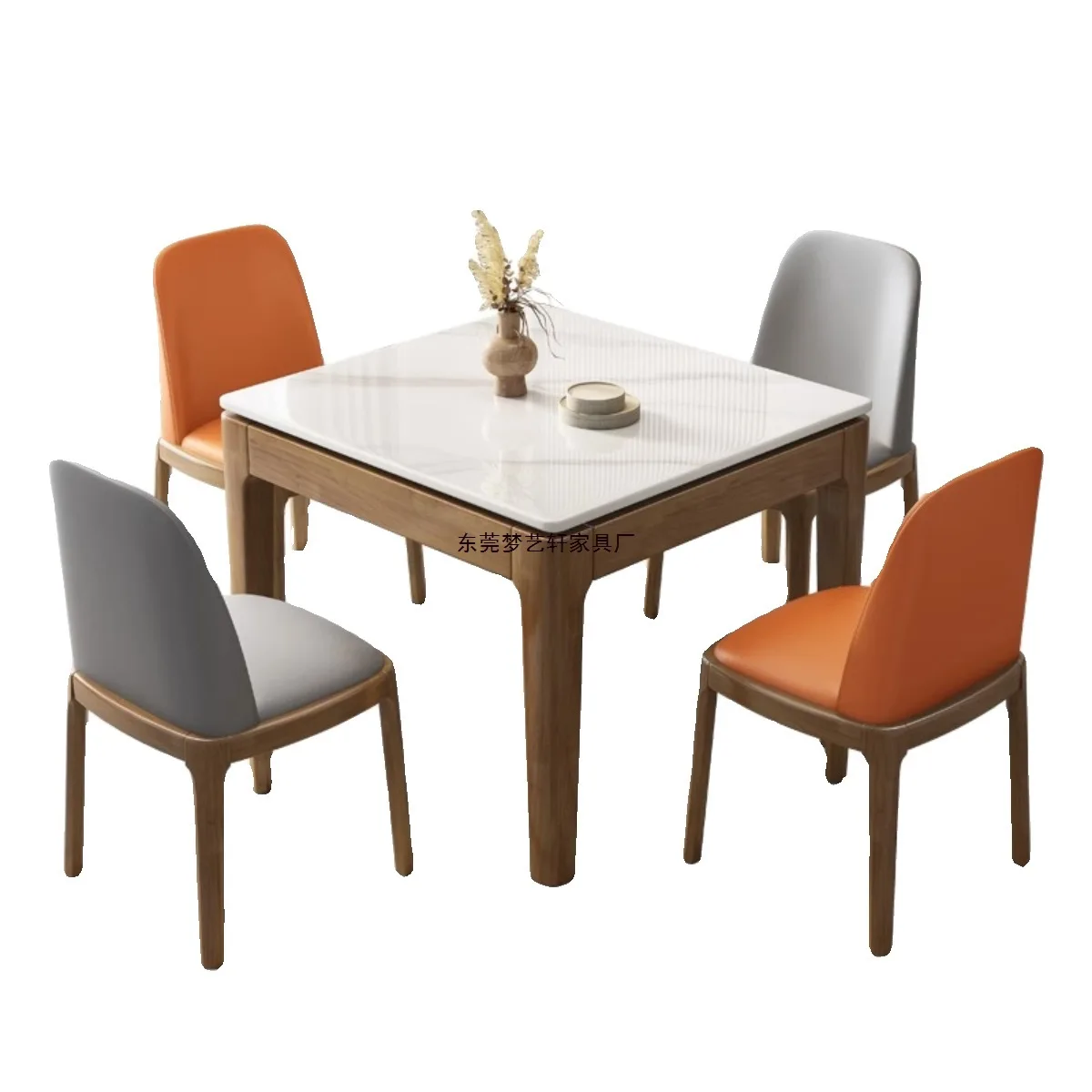 Dinin  household light luxury modern simple rock slab solid wood small square square playing  hotel table and c