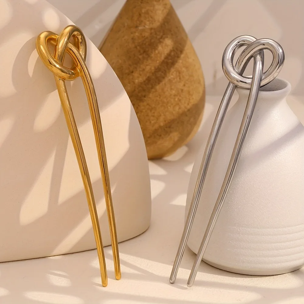 Small Fashion Metal Alkali Water Knot Women's Hairpin Simple and Versatile Braided Hair Accessories at the Back of the Head