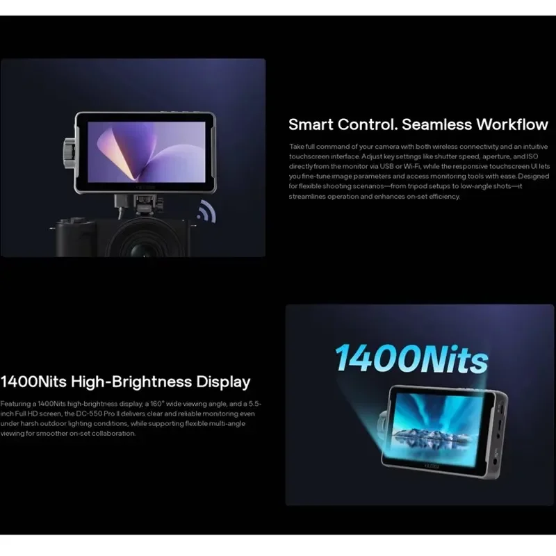

Viltrox DC-550 Pro II Camera Monitor 4K60Hz 1400nits 5.5 inch LCD Monitor Touch Screen Field 3D LUT Director Monitor