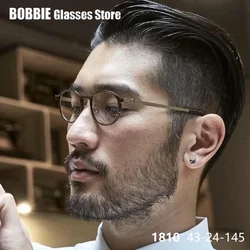 Glasses Frame Men Titanium Small Round Eyewear Prescription Eyeglasses Frames Myopia Optical Oculos Buffalo 1810 Denmark Brand