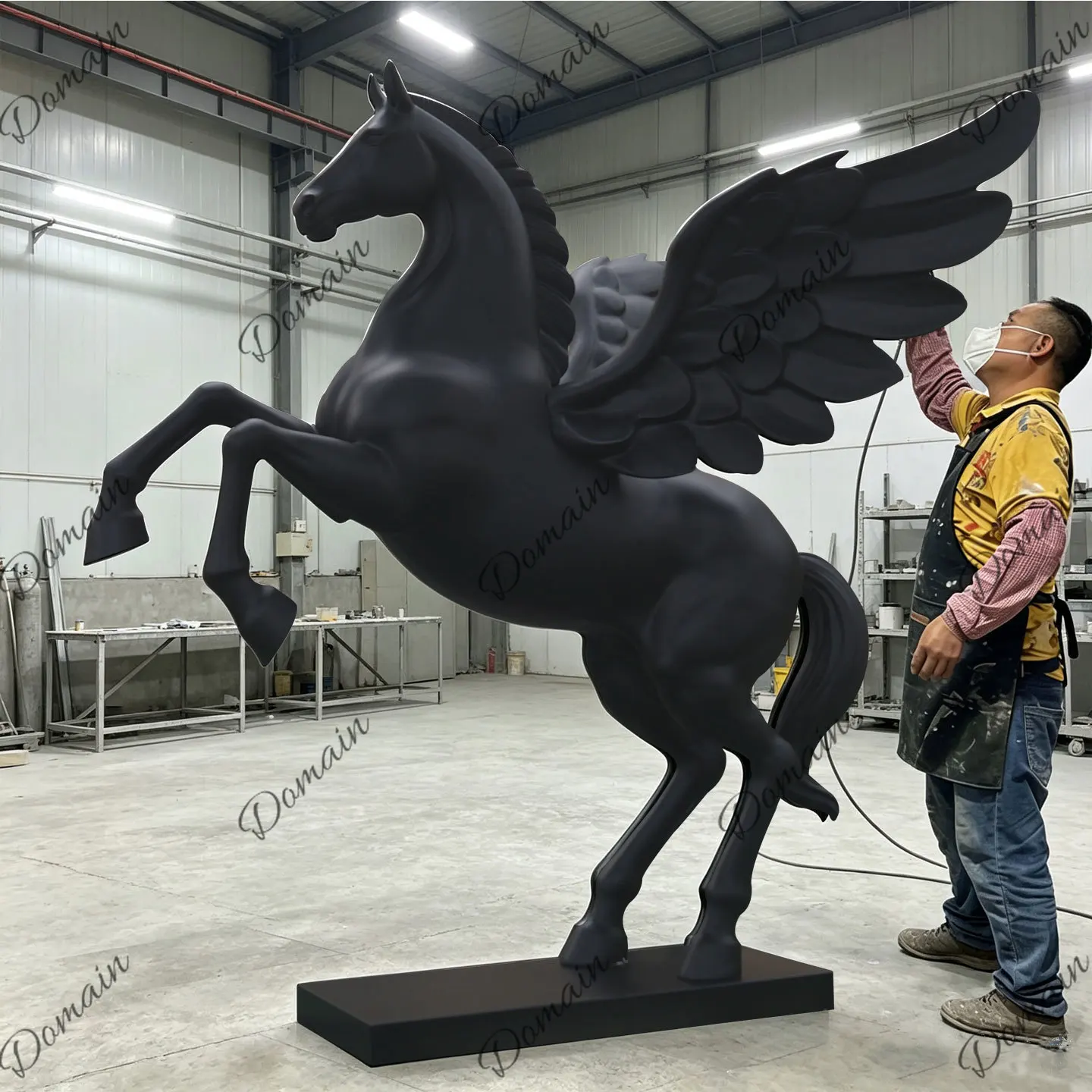 FRP Large Abstract Pegasus Floor Sculpture Commercial Space Square Wedding Installation Soft Decoration Ornament