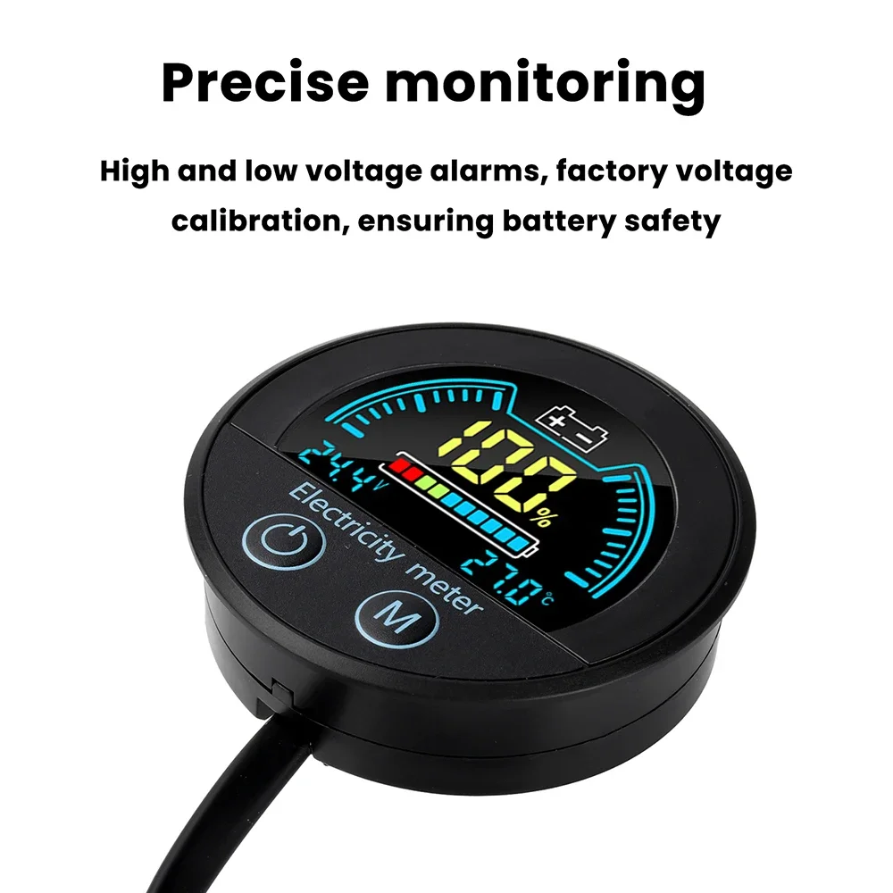 DC 7-100V Waterproof Circular LED Digital Voltage and Charge Level Indicator 2-Wire Voltmeter Tester for Car Motorcycle Boat - view 4