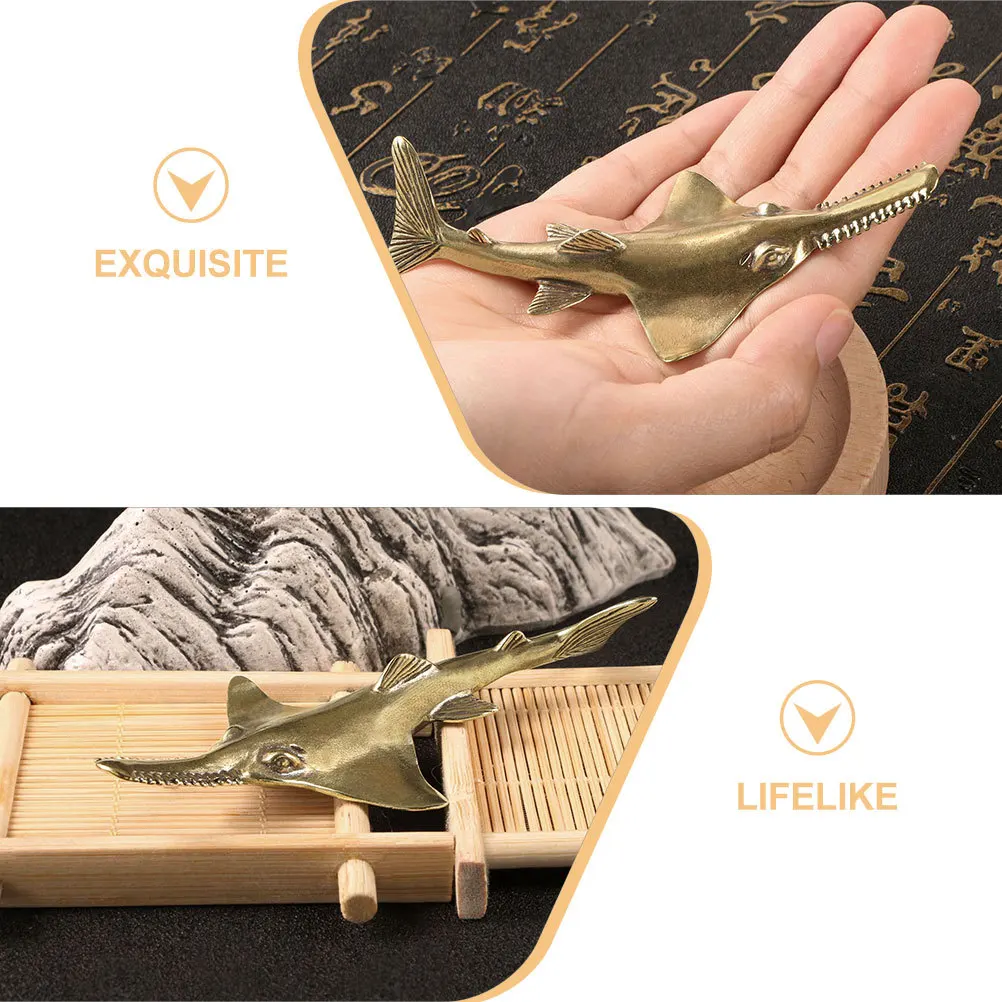 

Brass Fish Ornament Vintage Retro Fish Shape Craft Stable Base Indoor Desktop Outdoor Tabletop Decoration