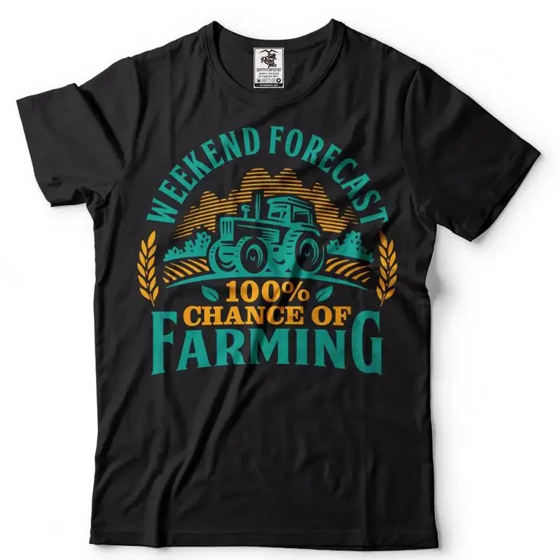 Farming T Shirt Weekend Forecast Funny Farmer Farm For Dad