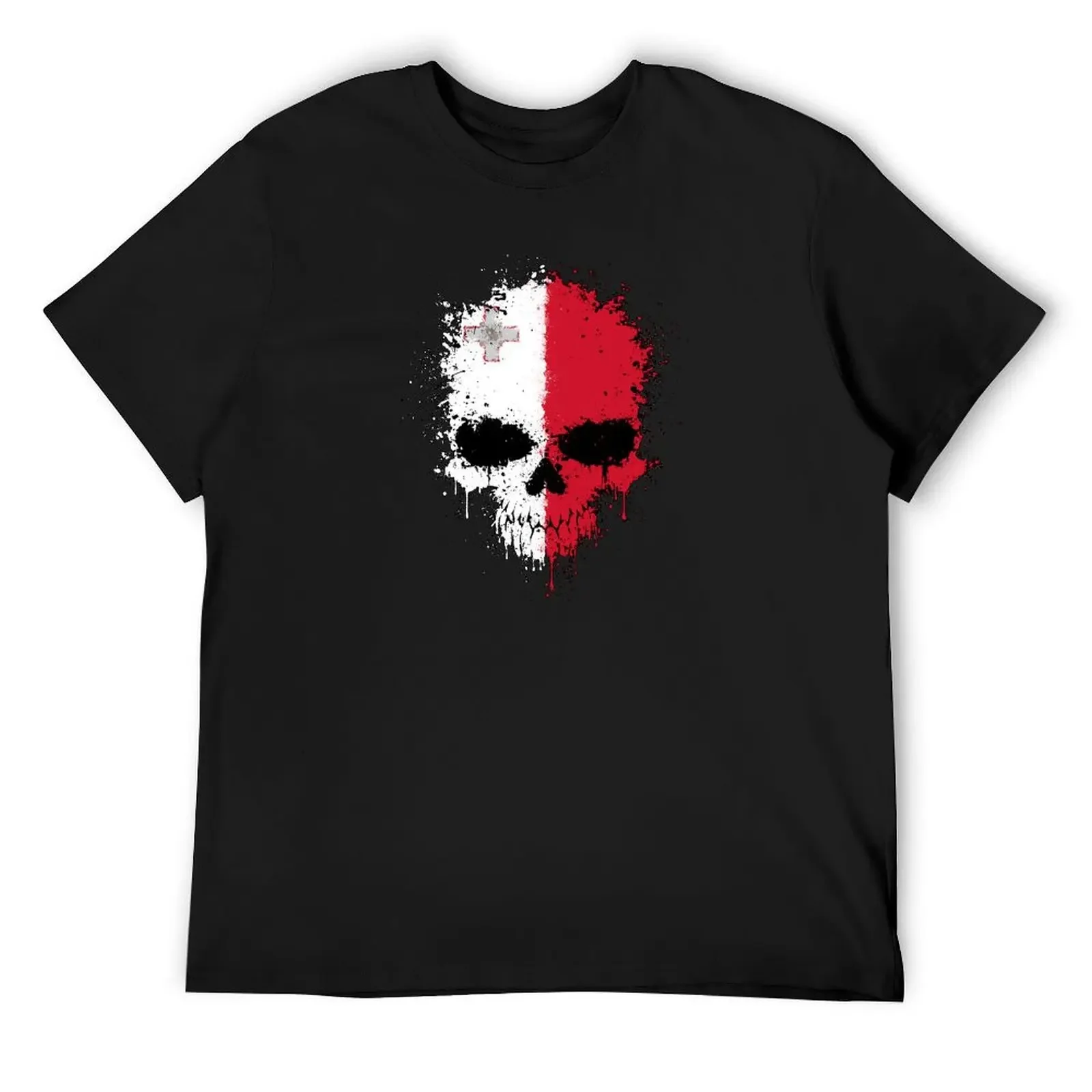 Chaotic Maltese Flag Splatter Skull T-Shirt customs design your own blacks oversized t shirt men tshirt