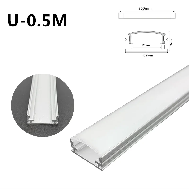 Aluminum U-Shaped Lathe, Suitable for 5050 5630 LED Strip with Milky White and Silver Cover, Suitable for Strip Package 2-26 LED
