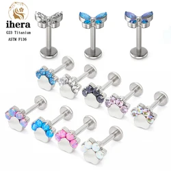 G23 Titanium Butterfly Shape Ear Tragus Cartilage Helix Daith Piercing Stud Earrings 16G ASTM F136 Zircon Opal Body Jewelry