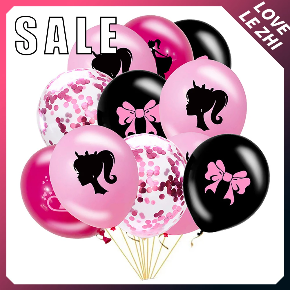 

Promotion 12Inch Black Pink Balloons Party Decoration Barbieed Theme Bowknot Coloured Paper Latex Balloons Birthday Wedding Gift