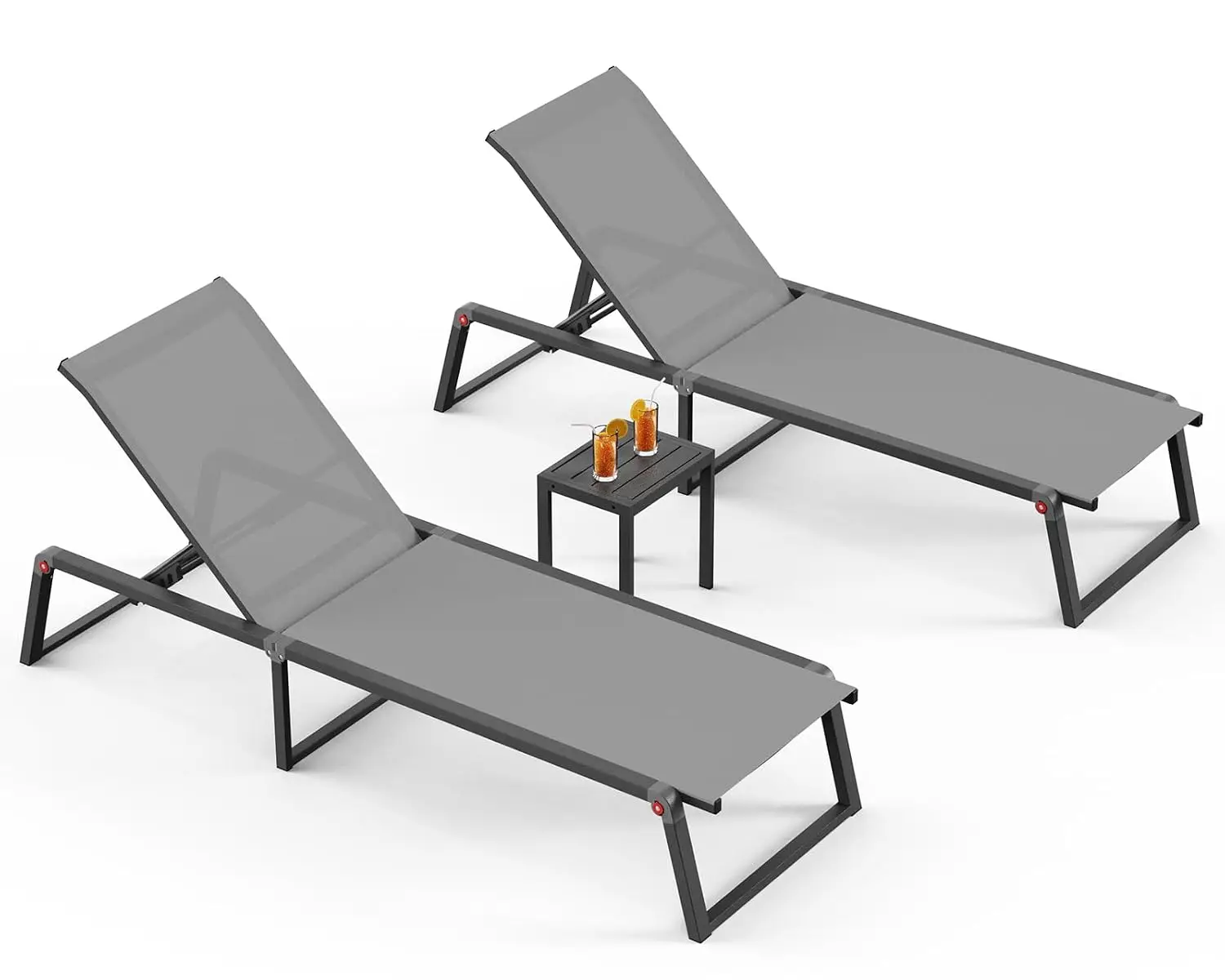 Aluminum Chaise Lounge Chair Outdoor, Foldable& No Assembly Patio Pool Lounge Chairs 5-Position Recliner, Customized