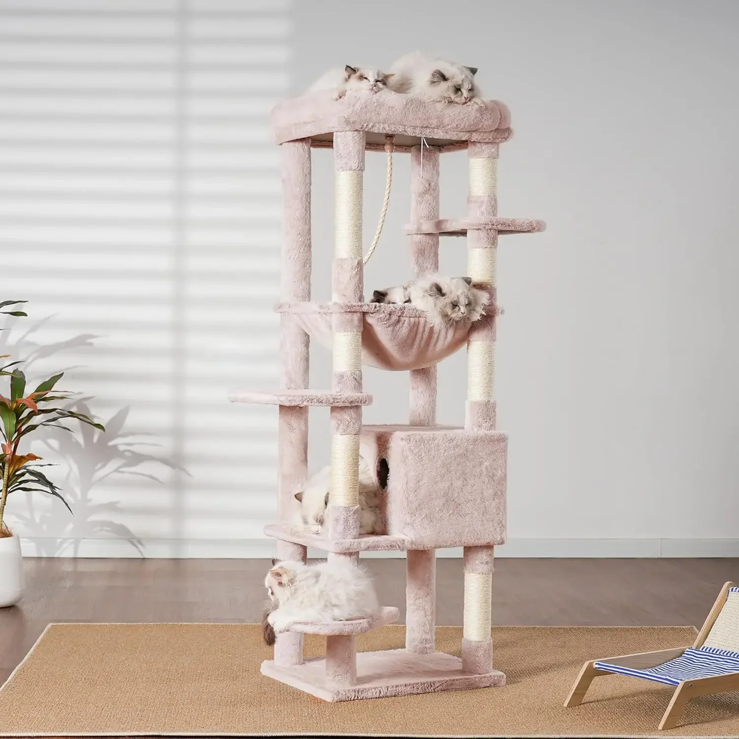 

Cat Tree for Large Cats 60 inches XXL Cat Tower for Indoor Cats,Multi-Level Cat Furniture for Cats with Big Padded Plush Perch