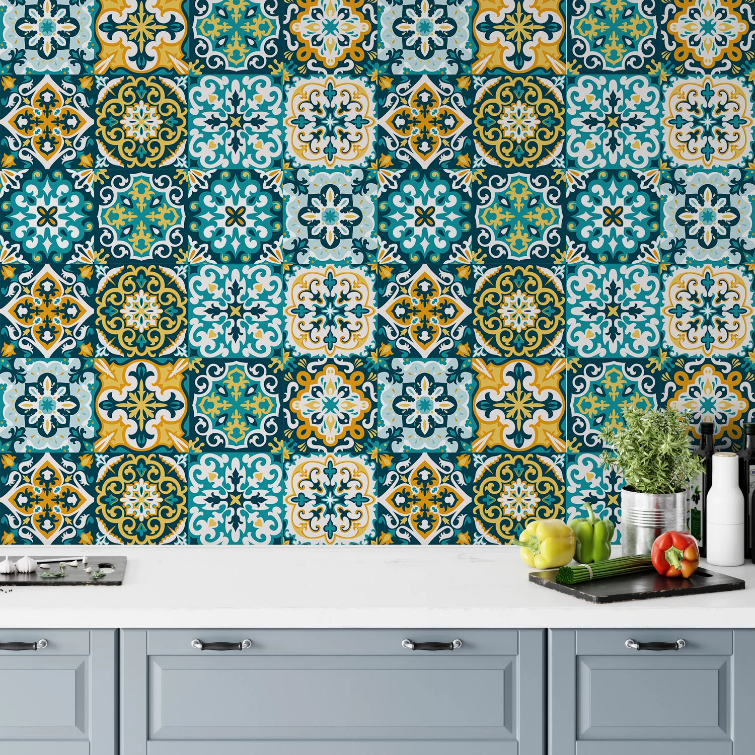 Alwayspon Tile Sticker Peel and Stick Vinyl Wall Decals, Self Adhesive Tile Backsplash for Kitchen and Bathroom