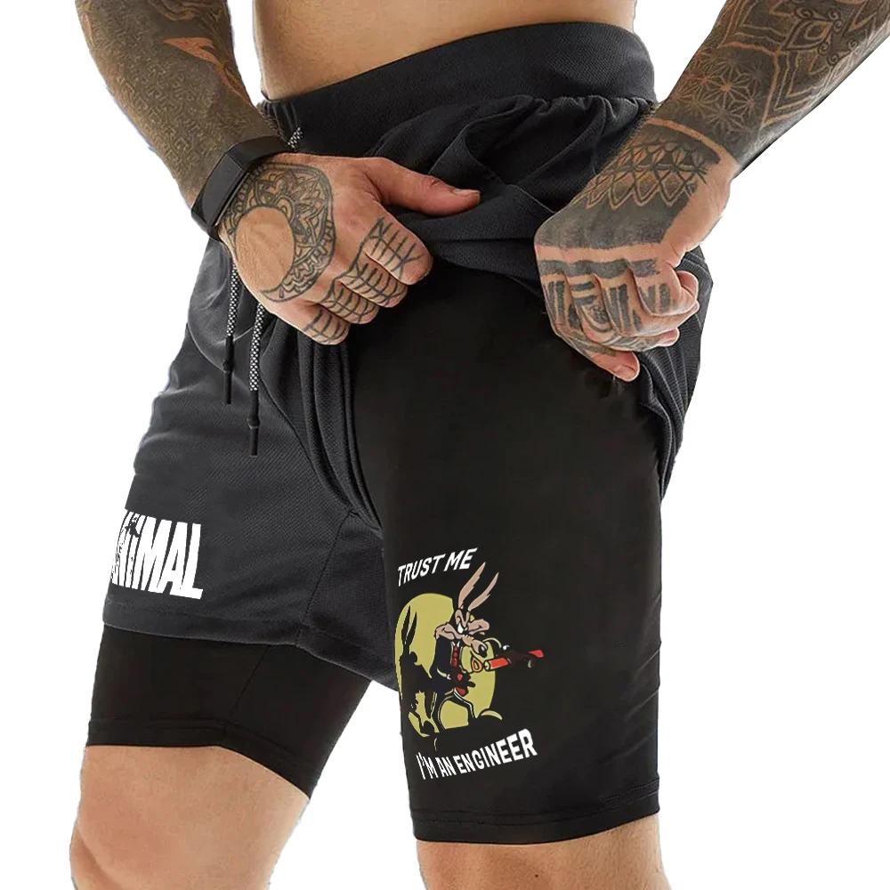 

Cartoon Animal Print Men's Shorts Summer Double-layer Duck Print Shorts Quick Drying Shorts Fitness Sportswear Beach Shorts