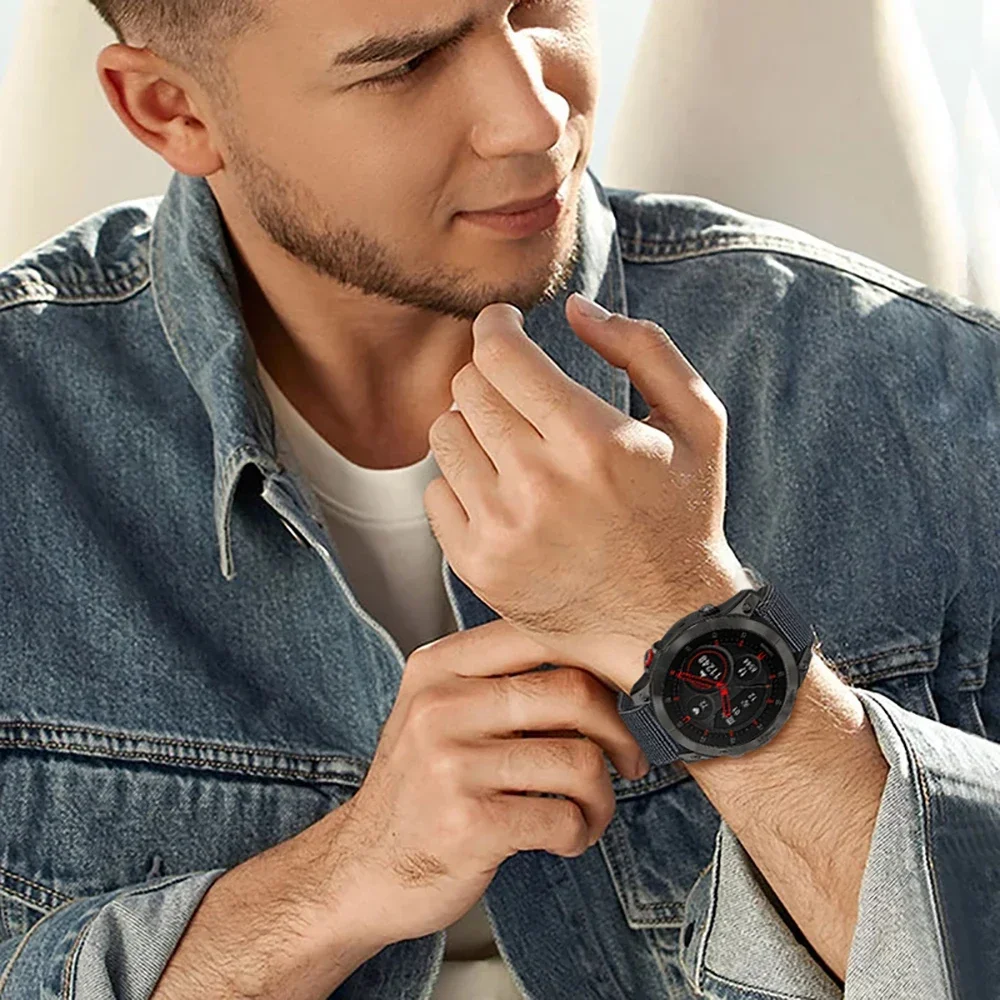 22 مللي متر 20 مللي متر 26 مللي متر حزام النايلون ل Garmin Fenix 8 Tactix 8 سوار معصمه Fenix E 7X إندورو 3/Quatix7 Forerunner 965 970 correa