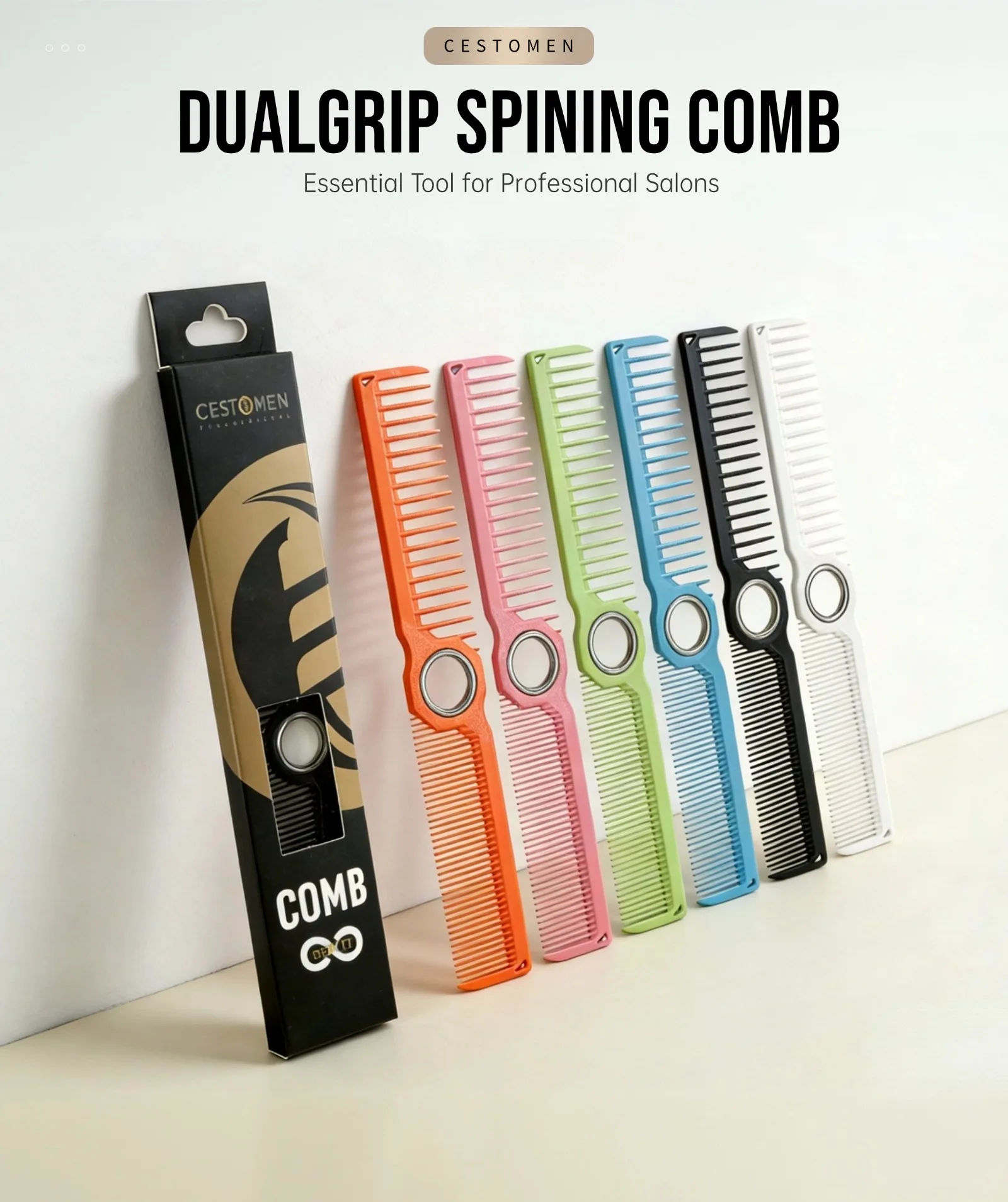 1 Stück Neuer Pro Fidget Spinning Barber Fade Haarschneidekamm für Männer und Frauen, Doppelseitiger Breit-Feinzahn-Friseurkamm, Styling-Werkzeug – Detail 2
