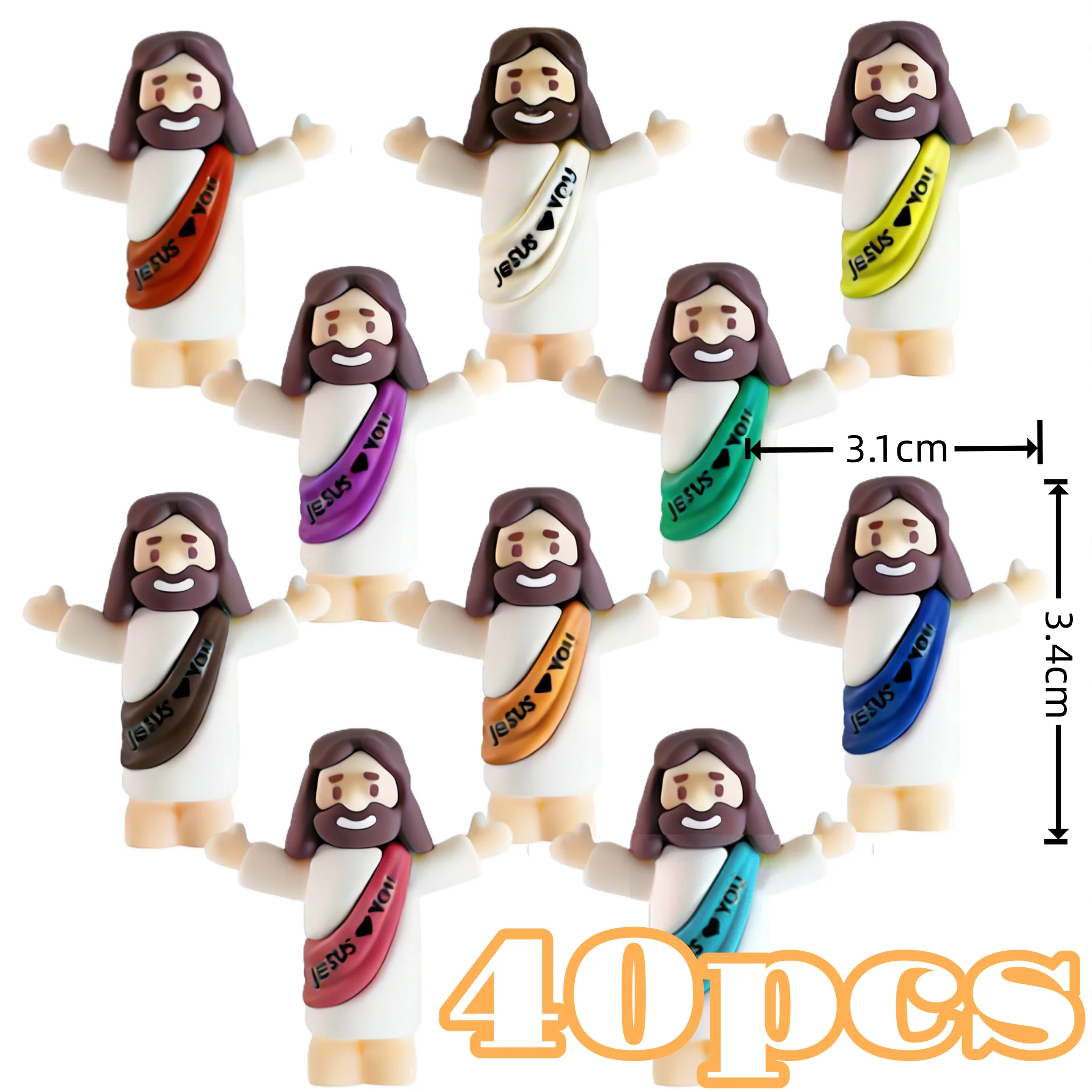 10/60 stks Mini Jezus Decoraties Cartoon Standbeeld Set voor Vakantie Party Scene Decor Feestelijke Kamer Beeldjes Kerst Pasen Geschenken