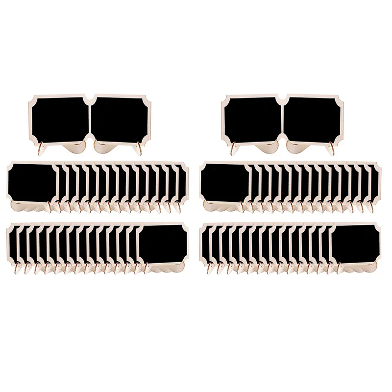 NEW-60Pcs Mini Chalkboard Sign Food Labels For Party Buffet, Wooden Small Chalk Board Signs (Rectangle Notch )