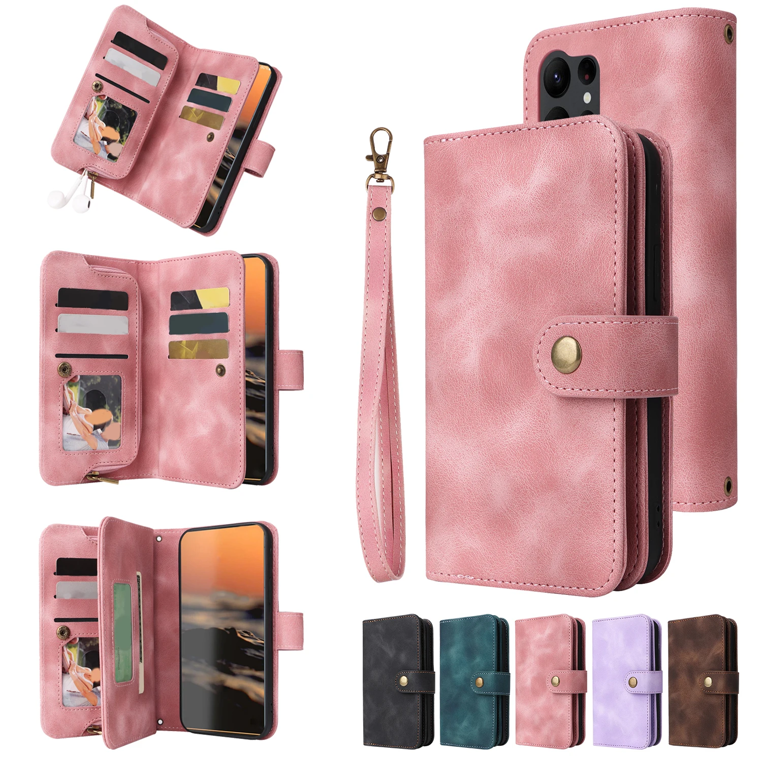 Handbag PU Leather Phone Case For Samsung Galaxy S23 S22 S21 S20 Note 20 Ultra S23 S22 S21 Plus S21 S20 FE Wallet Lanyard Cover