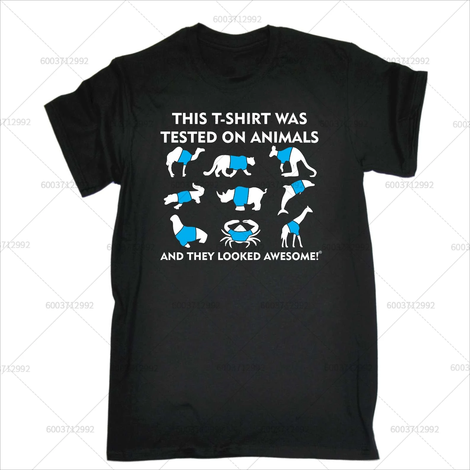 Vintage Tested on Animals Men's T Shirt Heavy-duty Cotton Short Sleeve Tee Summer Women  Oversize Casual Unisex Round Neck  Meme
