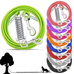 Tie Out Cable Dog Walking Training Glue coating Leashes Double Head Pet Wire Rope with Steel Buckle For Two Dogs Usage