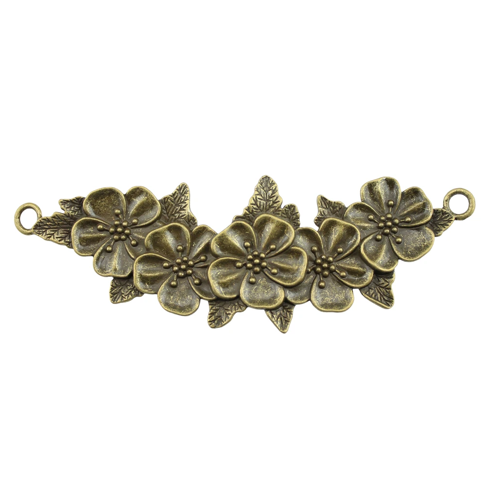 WYSIWYG 1pcs 113mm Big Flower Branch Pendants Branch Flowers Connector Pendants Charm Flower Branch Connector Charm