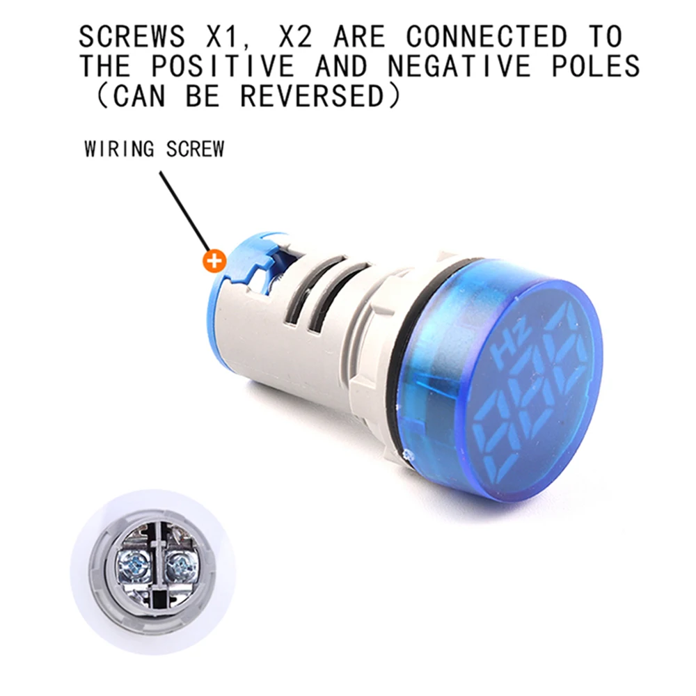 Display digitale con superficie smerigliata rotonda da 22 mm Misuratore di elettricità Hz Misuratore di frequenza Indicatore Tester Luce di segnale