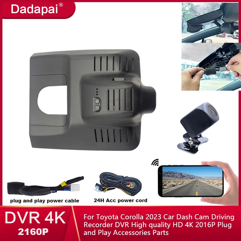 For Toyota Corolla 2023 Car Dash Cam Driving Recorder DVR High quality HD 4K 2016P Plug and Play Accessories Parts