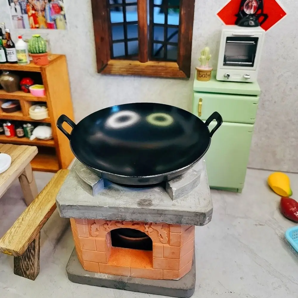 Simulation complète Mini ensemble de jeu de cuisine table de cuisson accessoires décoratifs vrais jouets de cuisine maison de poupée meubles poignée couvercle de casserole