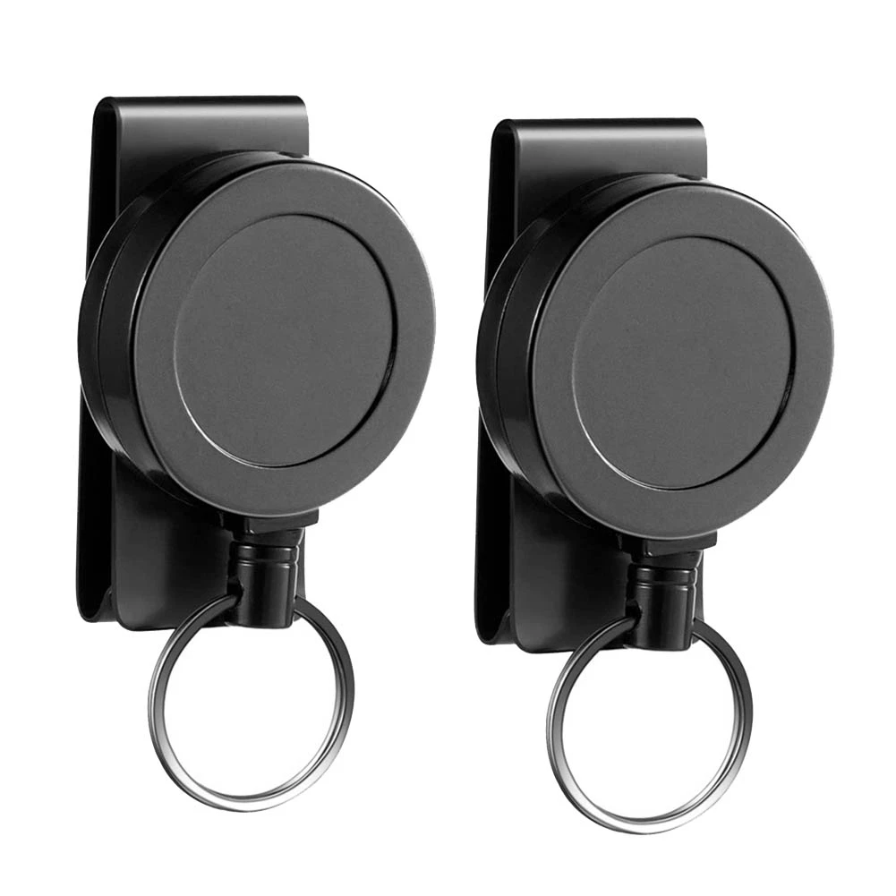 AT16 Heavy Duty Retractable Keychain with Belt Clip, 360° Retractable Keychain Heavy Duty with Wire Rope and Key Ring 2pack