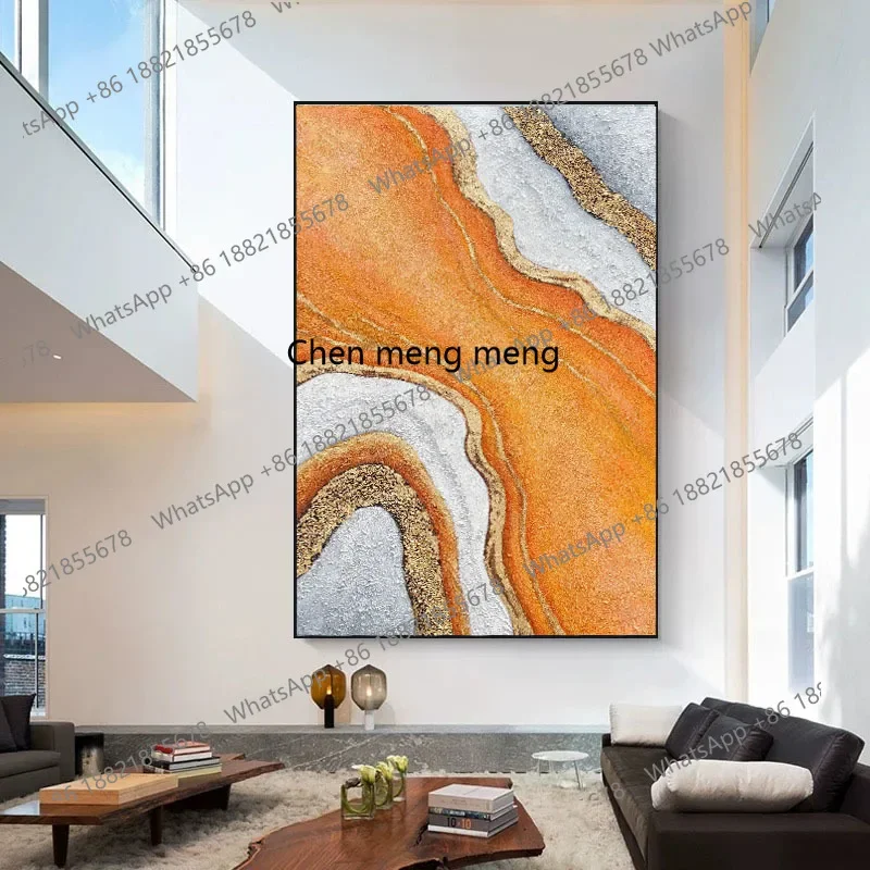 A74Pure hand-painted oil painting living room duplex floor empty hanging painting staircase porch texture decorative painting