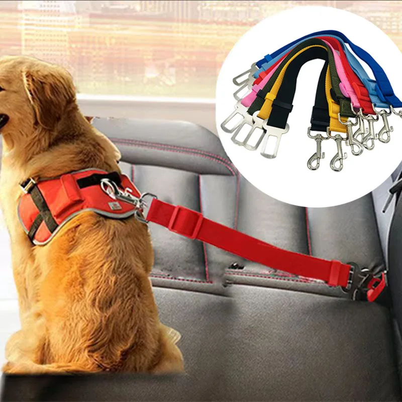 Dog Car Seat Belt Safety Protector Travel Pets Accessories Dog Leash Collar Breakaway Solid Car Harness