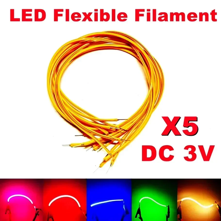 

5Pcs LED Flexible Filament DC3V 40mm 60mm 80mm 95mm 130mm 145mm 185mm 260mm 300mm Edison Bulb LED COB Diode Parts Decorative DIY